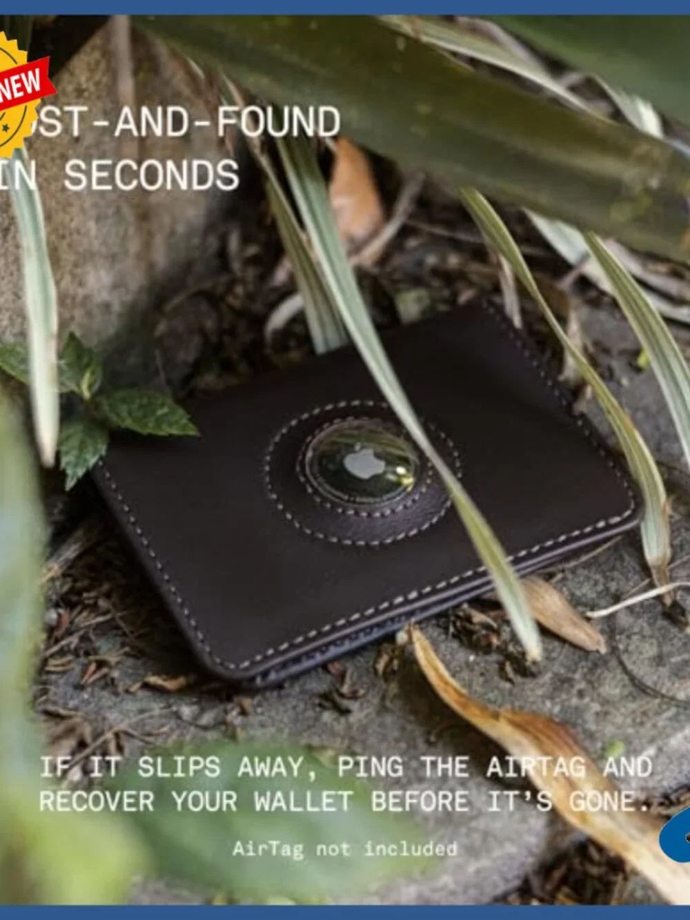 Slim Leather Wallet with Apple AirTag Slot, Bifold Design, Holds Cards & Cash